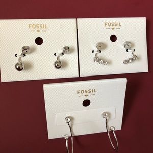 Fossil Earring Jackets (Silver)